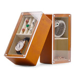 boîtes bijoux marron clair texture bois modernes yeillets colliers bagues montre