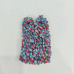 sac main pliable polyester motif fleurs boho chic noir bleu blanc rouge vert orange