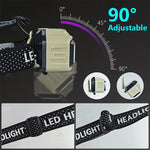 lampe frontale led beige noir points blancs ruban ajustable rechargeable camping pêche randonnée