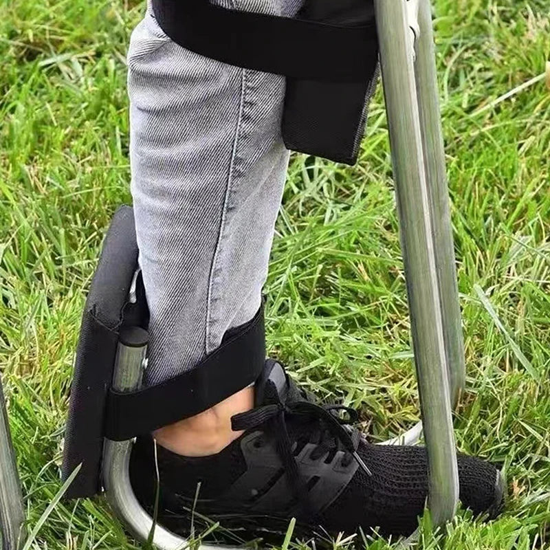 appui genou pratique robuste tissu noir métal lisse ceintures ajustables jardin travaux agricole