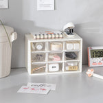 boîte rangement transparente moderne compartiments blanc bijoux papier stylos clavier(calendar) horloge porte clés