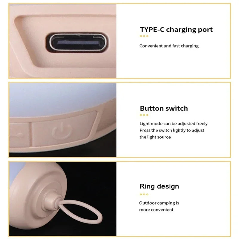 lampe camping portable rechargeable usb led annuel garantie beige moderne compact anneau fixations