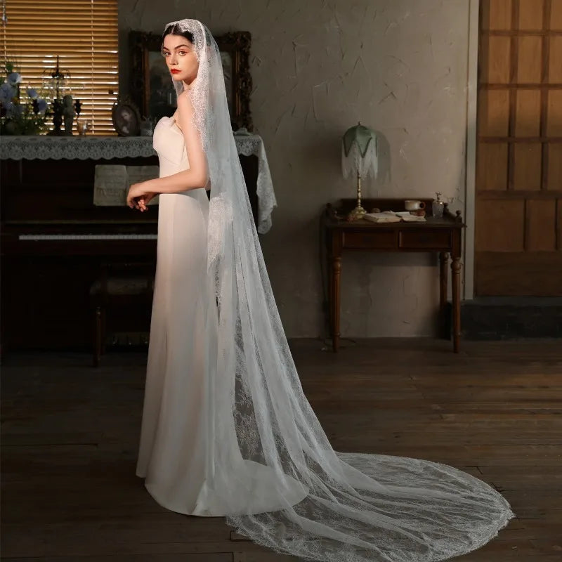voile mariée blanc dentelle fine classique translucide longueur 230cm erotique vintage flore