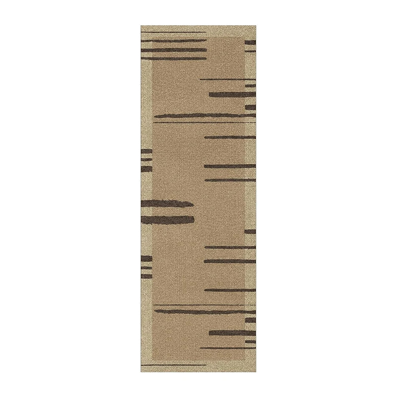 tapis sol antidérapant imperméable résistant saleté polyester PVC moderne minimaliste beige lignes noires