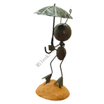 figurine métallique jardin feuilles fleurs décor extérieur moderne artisanal noir bleu vert orange blanc
