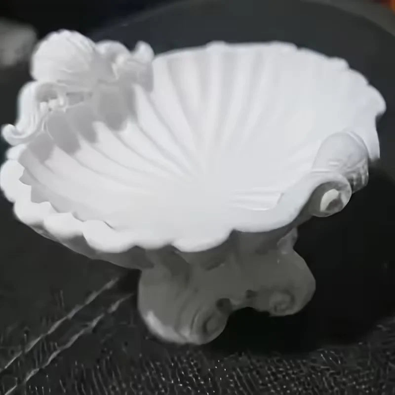 support bijoux coquillage blanc sculpté classique anneaux dorés salle bain facile nettoyer respectueux environnement