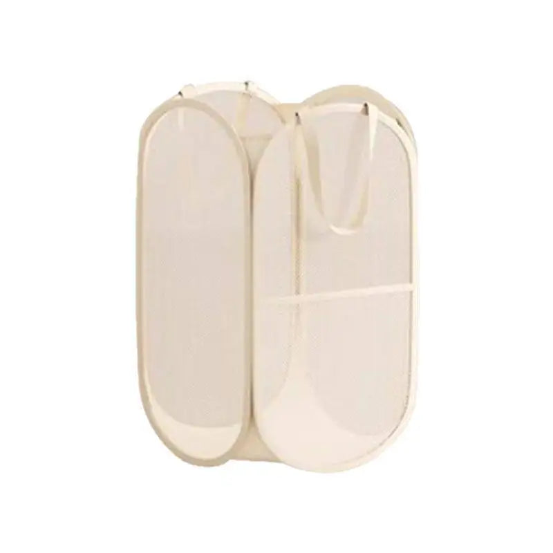 panier rangement horizontal vertical beige maille fine poignées organisation jouets salon chambre