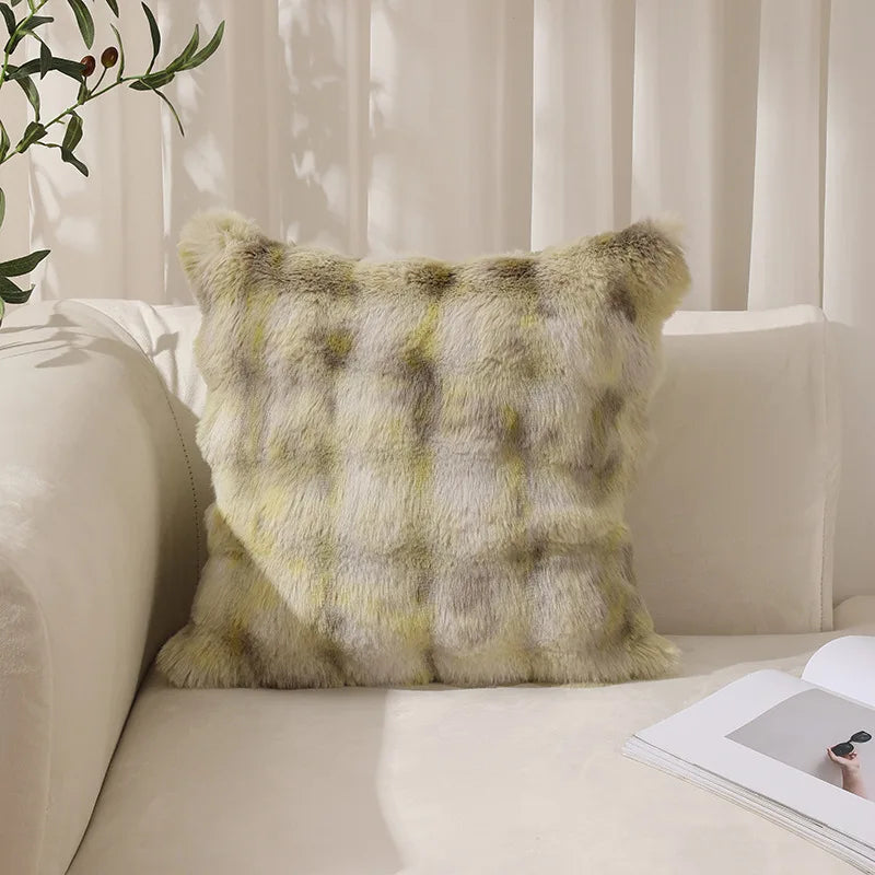 coussins décoratifs moderne peluche rayures horizontales blanc marron clair beige adhésifs