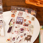 sticker autocollant transparent illustratif multicolore animaux objets ménagers personnages scrapbooking diy bricolage