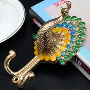 porte manteau paon or bronze argent décoration murale vintage motifs oeil plumage fixations doubles