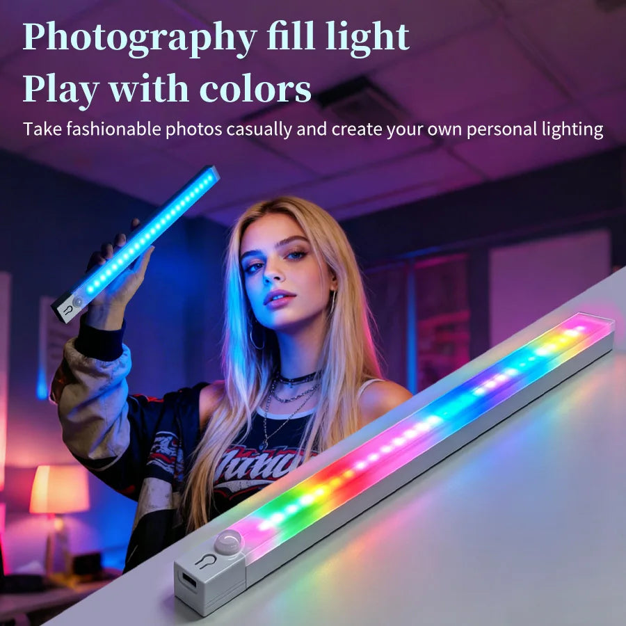 ruban lumineux led blanc aimanté rechargeable rgb moderne capteur mouvement 30cm 50cm