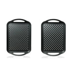 plateau service alimentaire plastique noir blanc gris perforations moderne minimaliste assiettes couverts