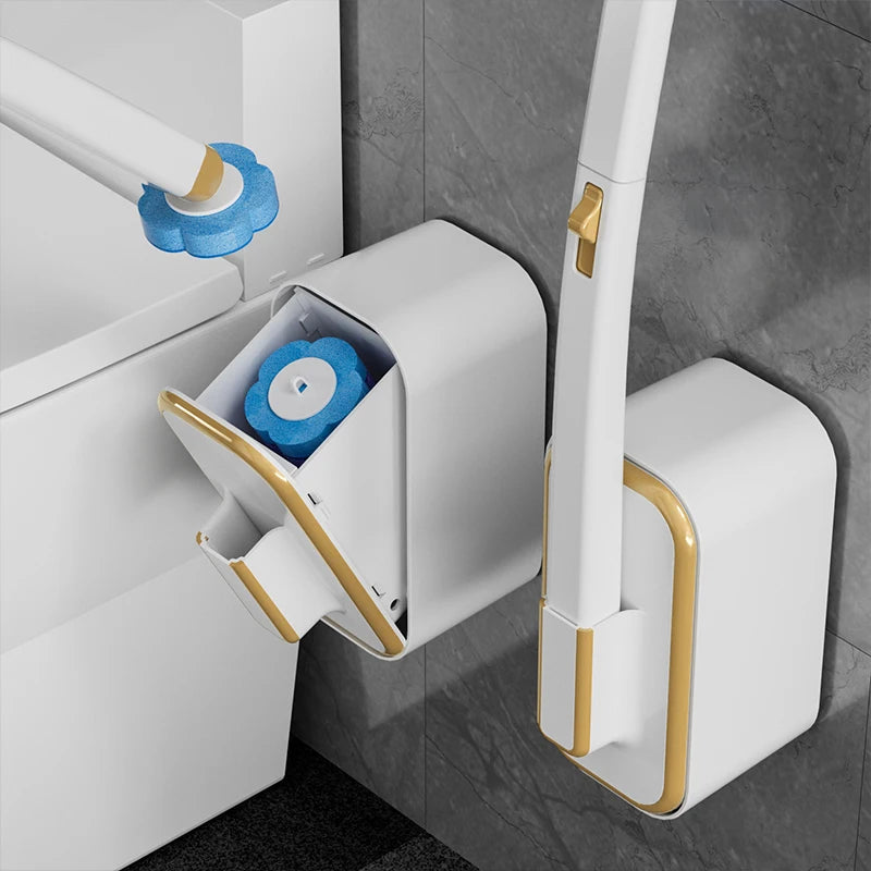 brosse toilette jetable blanche bleue fixation murale nettoyante antibactérienne tête rechangeABLE moderne minimaliste