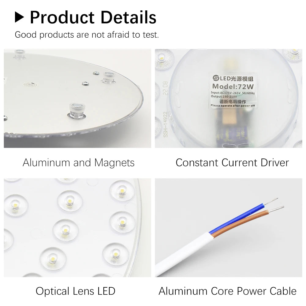panneau led blanc moderne 285mm aimants télécommande câble alimentation 72w