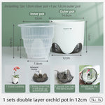pots orchidées double couche plastique moderne blanc perforations circulations air phalaenopsis anthurium cymbidium dendrobiums