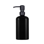 bouteilles shampooing après shampoing gel douche rechargeables transparentes marron noir blanches modernes pompes pression