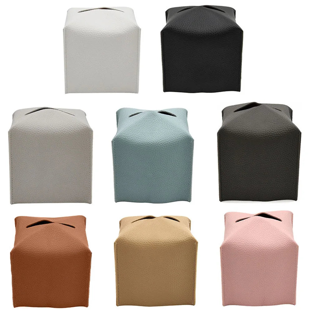 boîte mouchoirs simili cuir moderne blanc noir marron gris bleu rose