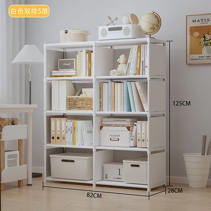 étagère modulaire multi niveaux assemblage facile moderne blanche gris boîtes rangement paniers osier fonctionnelle
