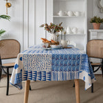 nappe bohème bleu géométrique imperméable coton polyester table extérieur hiver été printemps festive