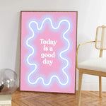 affiches toile moderne minimaliste coeurs fleurs rose bleu violet blanc