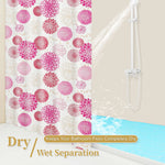 rideau douche floral éva texturé rose fuchsia rouge beige blanc