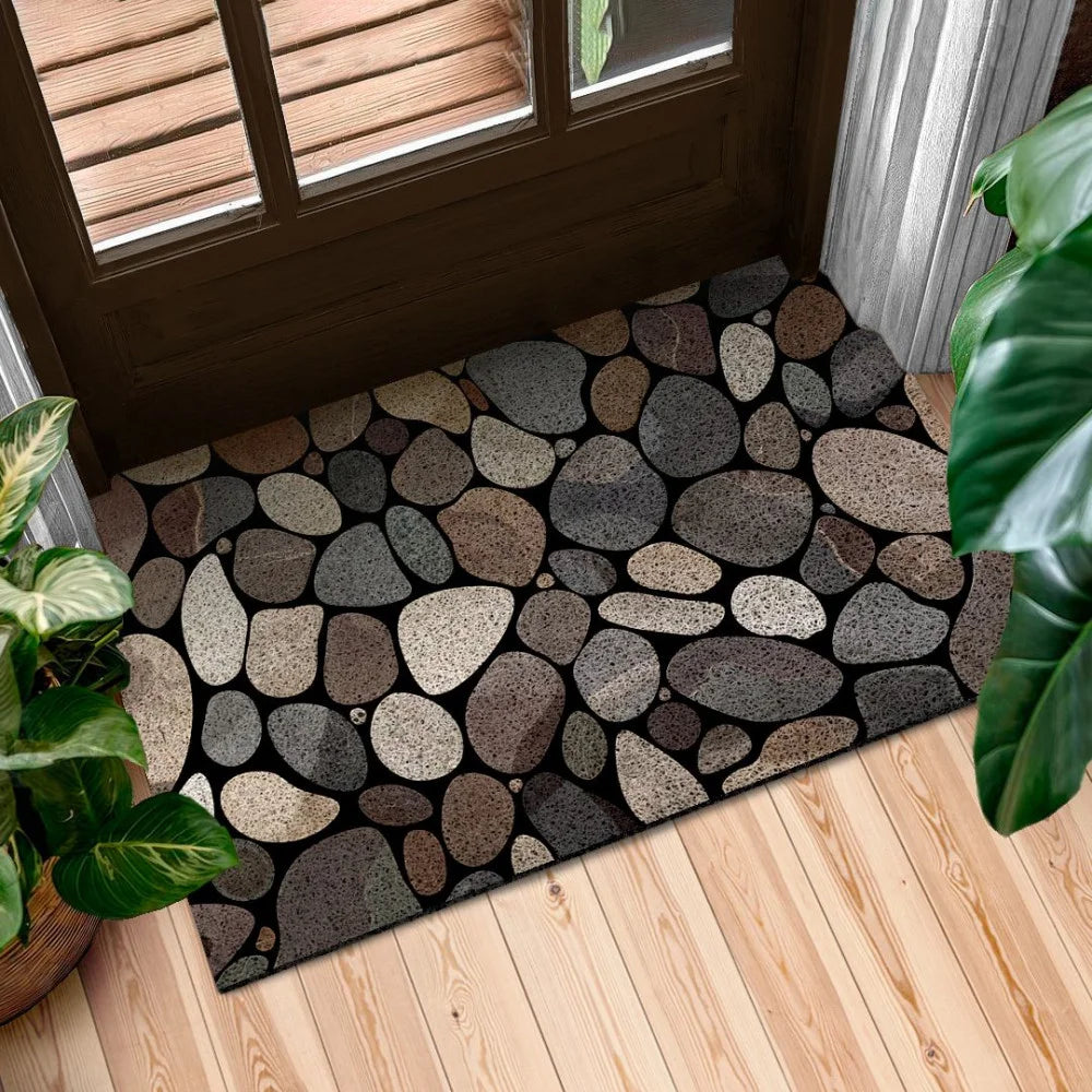tapis d'entrée moderne motif roches naturelles multicolore anti dérapant résistant décoloration 30x50cm 40x60cm 50x80cm