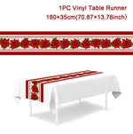 table noel chemin blanc motif flocon renne decoration festive polyester