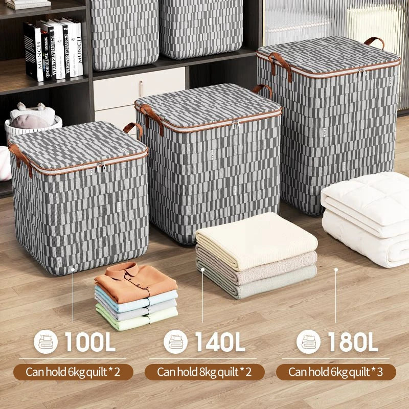 boîtes rangement réutilisables pliables carreaux gris blancs modernes poignées cuir coussin protection 120kg capacité