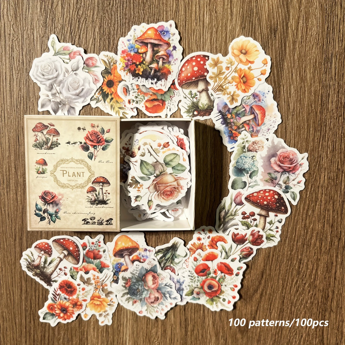 autocollants multicolores fleurs oiseaux plumes vintage scrapbooking artisanat bricolage fournitures opaques illustrations packaging boîtes