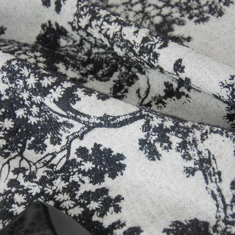 rideau toile jouy floral blanc noir élégant classique fenêtre