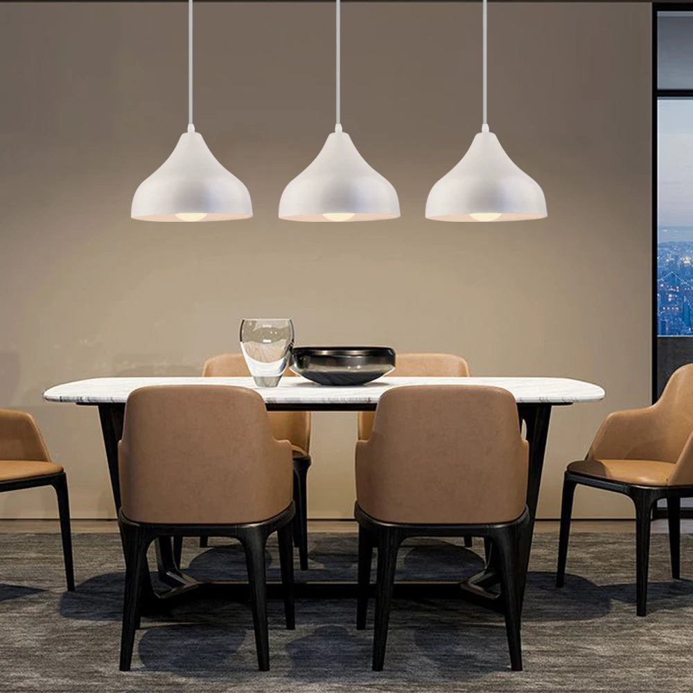 luminaire suspendu conique aluminium blanc noir moderne opaques salon chambre restaurant