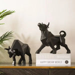statue taureau résine noir rouge blanc contemporain minimaliste polygone géométrique adhesive decoration maison
