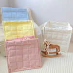 sac rangement coton piqueté moderne doux poignées tissu multicolore beige rose bleuclair jaune blanc