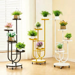 étagère plantes moderne métal noir jaune roulettes intérieur extérieur décoration jardin mid century