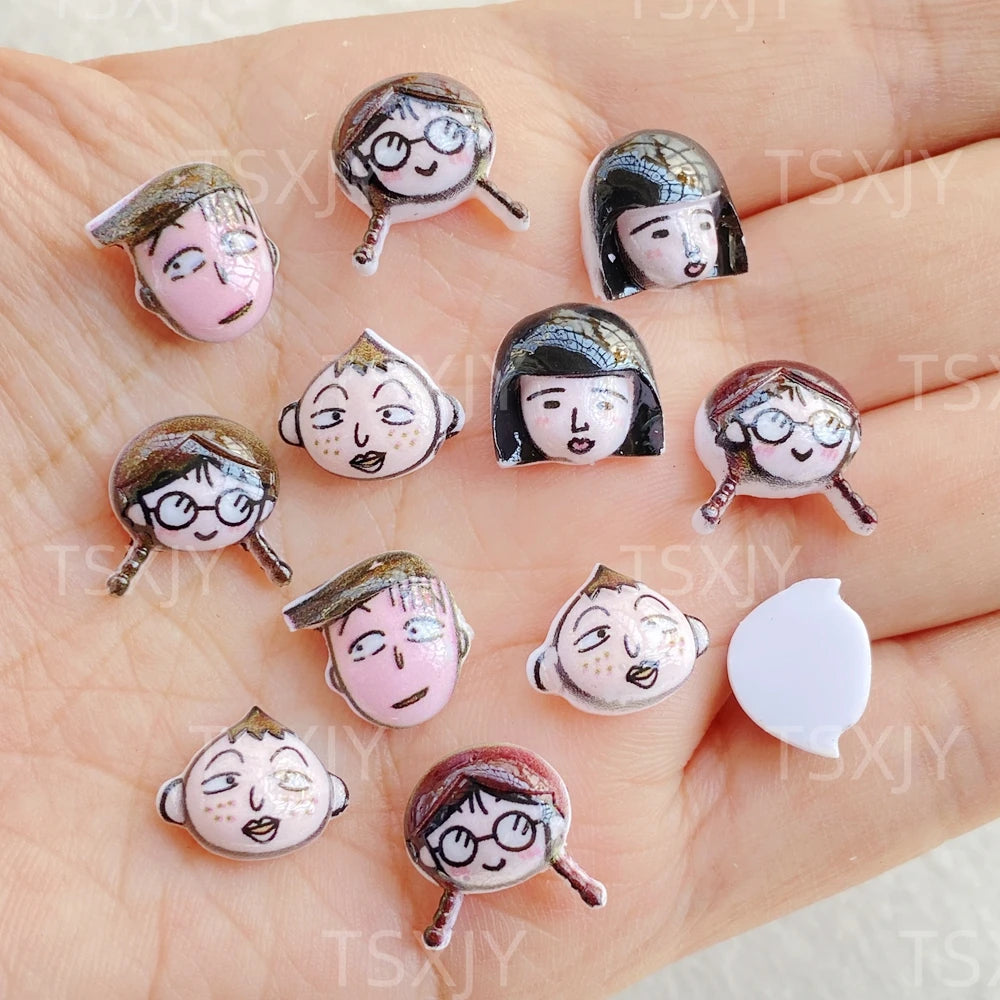 autocollants ongles dessins animés visages expressions cartoon blanc noir rose gris doré adhésif nail