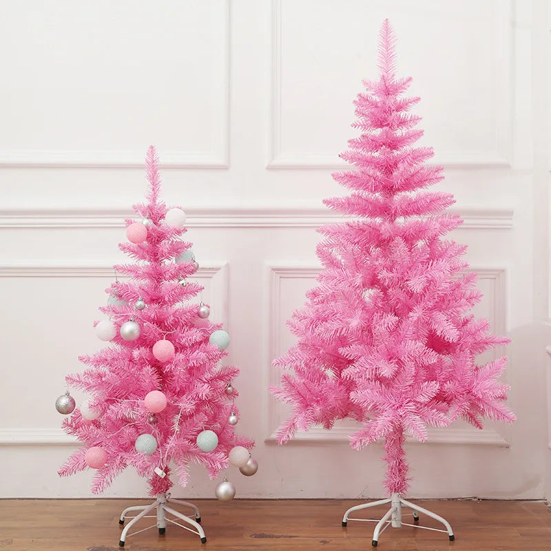 Arbre de Noël artificiel rose rouge décorant une fenêtre