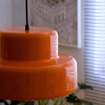 suspension lumineuse moderne deux abatjour orange noir rétro salon étude