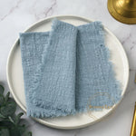serviettes table coton beige bleu marine franges rustique réutilisables pack 20 cm32cm
