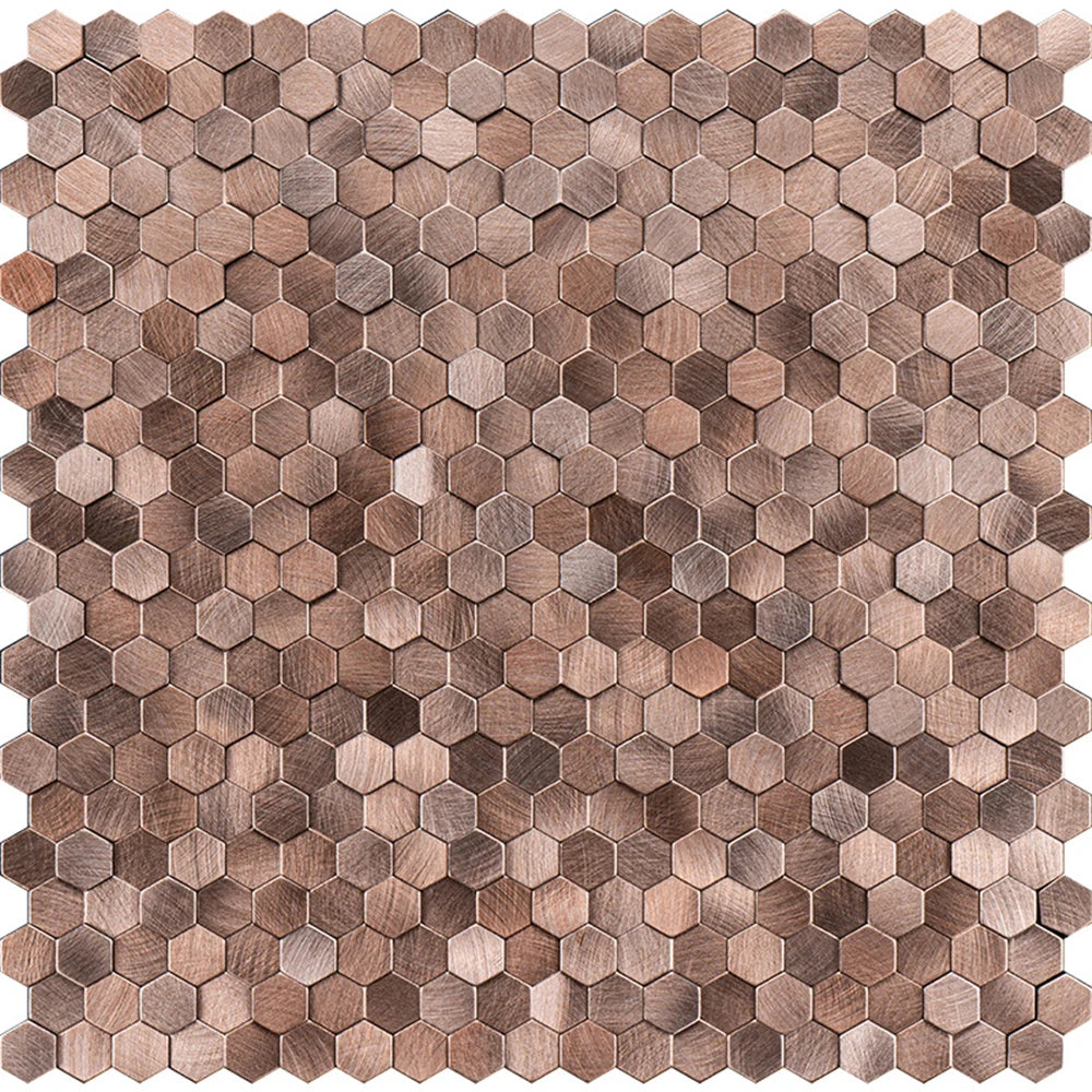 mosaïque murale 3d hexagonale métallique brossée moderne minimaliste vert marron gris beige autoadhésive