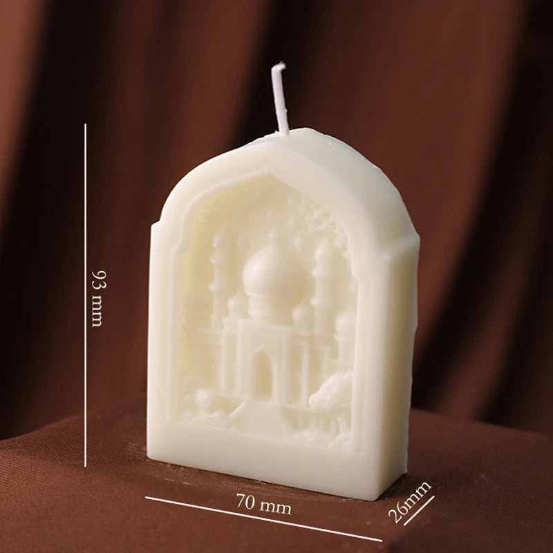 bougies aromathérapie blanches rayures architecturales classiques opaques İslam festival decoration