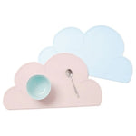tapis silicone nuage moderne antidérapant rose bleu gris assiette cuillère bol adhésif table enfants