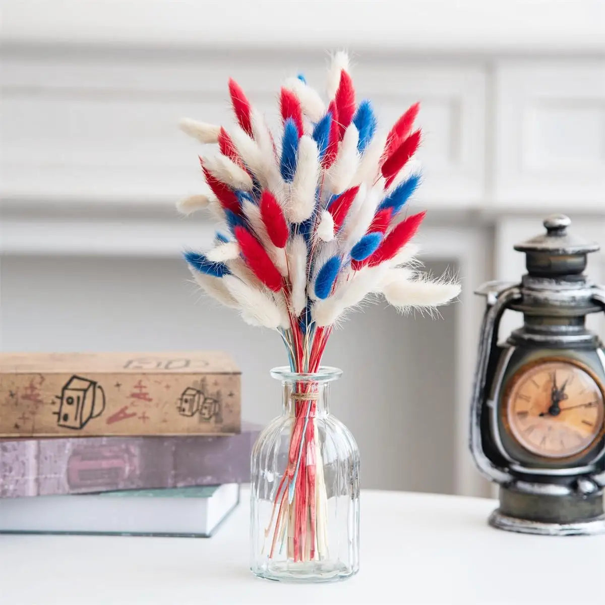 bouquet pampas séchés blanc rose bleu boho fluffly décoration maison anniversaire mariage party