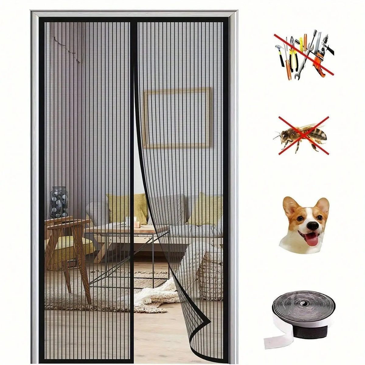 moustiquaire magnétique adhésive anti insectes transparente moderne noir blanc gris vert chambre fenêtre nylon