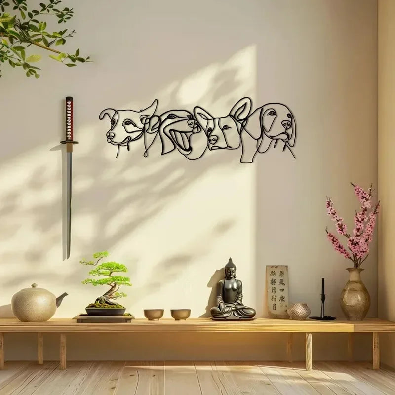 décoration murale moderne chien silhouette animale ligne noire minimaliste métal erotique unique amusante