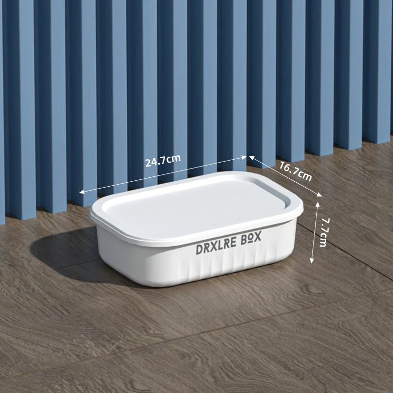 boîtes rangement plastique bleu blanc jaune rayures poignées couvercle moderne respectueux environnement