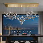 suspension lumineuse contemporaine transparente dorée élégante 120cm 170cm 200cm led 3000k 4000k 6000k