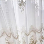 rideau tulle blanc beige broderie florale dentelle transparent classique salon chambre décoration