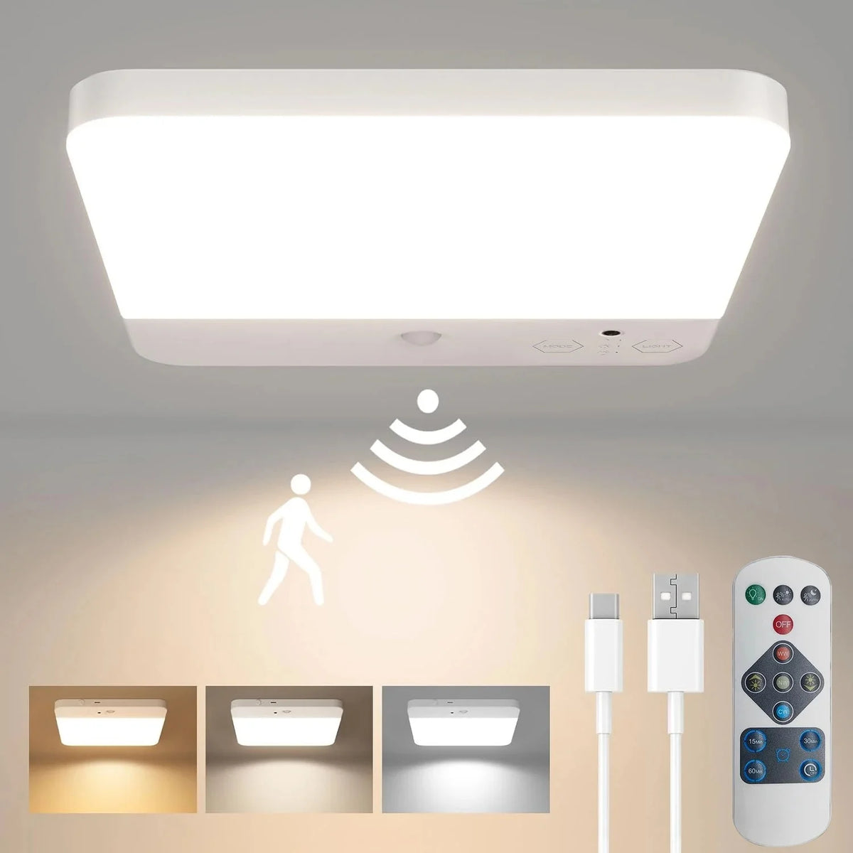 veilleuse led détecteur mouvement rechargeable usb télécommande lumière intelligente escalier cabine moderne religieuse