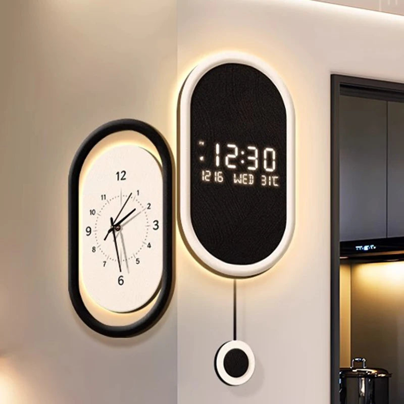 horloge murale moderne minimaliste noir blanc vert olive cadran analogique numérique transparent opaque