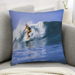 coussin personnalisable photo surf moderne bleu 45x45cm polyester fixations chambre lit